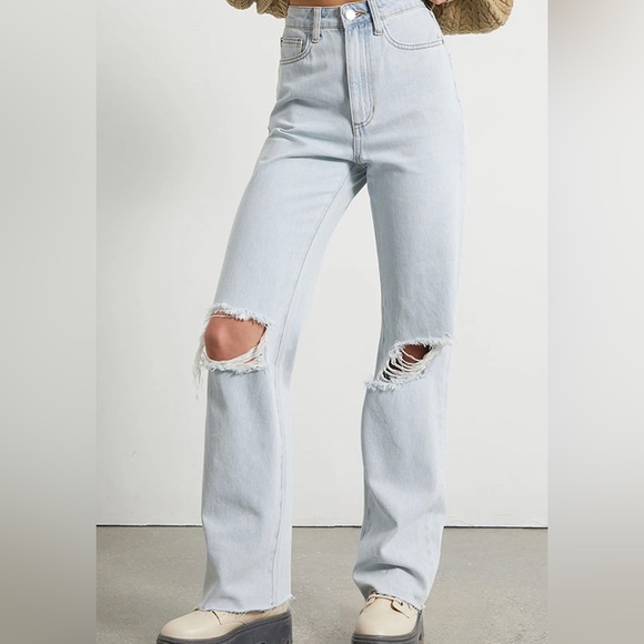 WeWoreWhat Denim - WeWoreWhat Light Blue Ripped High Waisted Jeans Size 25